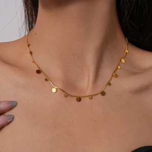 Alternative view of Collar "Cerchi" en Acero Inoxidable y Chapado en Oro de 18K