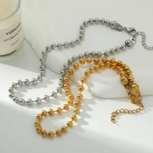 Alternative view of Set de Dos Collares Chunky Mix Metals en Acero Inoxidable y Chapado en Oro de 18K