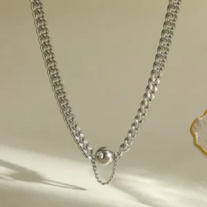 Collar "Core"en Acero Inoxidable y Chapado en Oro Blanco de 18K