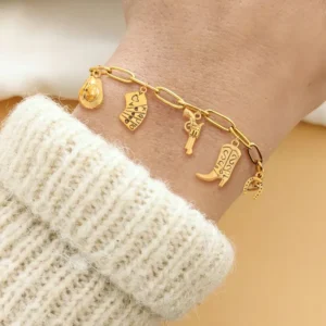 Alternative view of Pulsera de Charms Western en Acero Inoxidable y Chapado en Oro de 18K