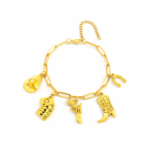 Pulsera de Charms Western en Acero Inoxidable y Chapado en Oro de 18K