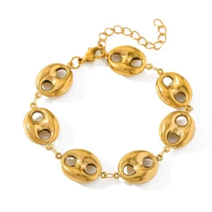 Pulsera "Beans" en Acero Inoxidable y Chapado en Oro de 18K