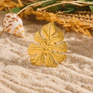 Alternative view of Anillo "Trópico" en Acero Inoxidable y Enchapado en Oro de 18K