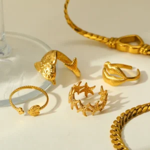 Alternative view of Anillo "Delfín"en Acero Inoxidable y Chapado en Oro de 18K