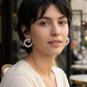 Alternative view of Aretes "Tornado" en Acero Inoxidable en Color Plata
