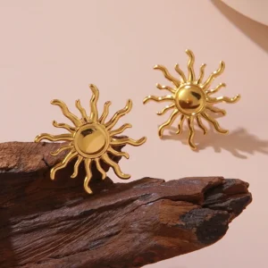 Aretes "Solare" en Acero Inoxidable Dorado