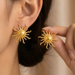 Alternative view of Aretes "Soleil" en Acero Inoxidable Dorado