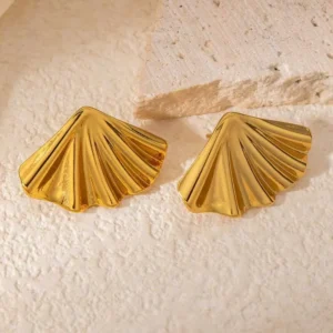 Aretes "Fanw" en Acero Inoxidable Dorado