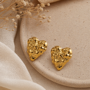 Aretes "Star Heart" en Acero Inoxidable Dorado