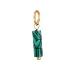 Charm "Tótem" con Malaquita (Piedra Natural) en Acero Inoxidable Dorado