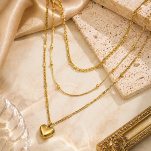 Alternative view of Collar Multicadena "Sweet Dreams" en Acero Inoxidable de Titanio