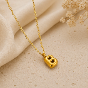 Collar con Inicial "B" Balloon en Acero Inoxidable y Chapado en Oro