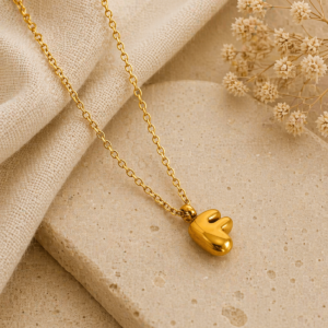 Collar con Inicial "F" Balloon en Acero Inoxidable y Chapado en Oro