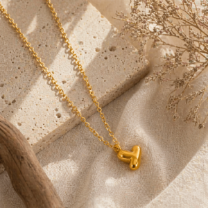 Collar con Inicial "Y" Balloon en Acero Inoxidable y Chapado en Oro