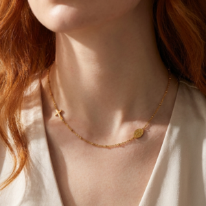 Collar "Monastère" en Acero Inoxidable y Chapado en Oro de 18K