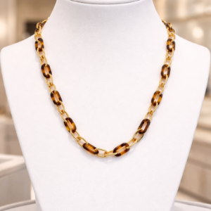 Alternative view of Collar "Leopard" en Acero Inoxidable y Chapado en Oro de 18K