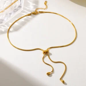 Alternative view of Collar Ajustable "Equilibrium" en Acero Inoxidable y Chapado en Oro de 18K