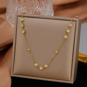 Collar "Destellos" en Acero Inoxidable y Chapado en Oro de 18K