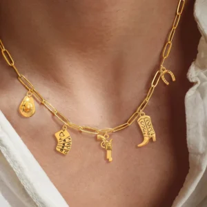 Collar de Charms Western en Acero Inoxidable y Chapado en Oro de 18K