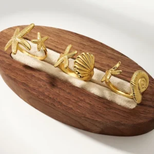 Alternative view of Anillo "La Mer"de Acero Inoxidable y Chapado en Oro de 18K