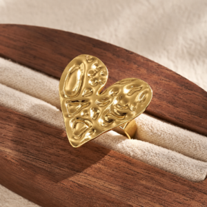 Anillo "Heart Beat" en Acero Inosidable y Chapado en Oro de 18K
