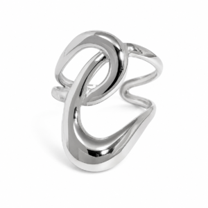 Anillo "Cursive" en Color Plata de Acero Inoxidable y Chapado en Oro de 18K