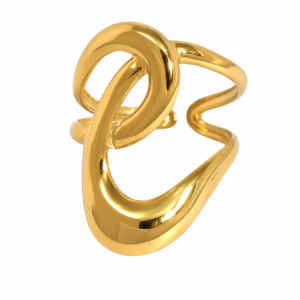 Anillo "Cursive" de Acero Inoxidable y Chapdo en Oro de 18K