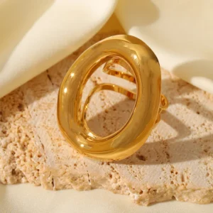 Anillo "Big O" en Acero Inoxidable y Chapado en Oro de 18K