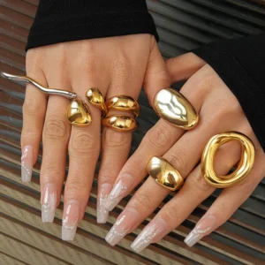 Alternative view of Anillo "Big O" en Acero Inoxidable y Chapado en Oro de 18K