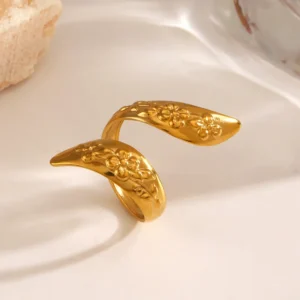 Anillo "Spring Wind" en Acero Inoxidable y Chapado en Oro de 18K