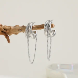 Arracadas "Silver Blondie" en Acero Inoxidable y Chapado en Oro de 18k