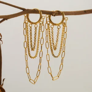 Arracadas "Namibia" en Acero Inoxidable y Chapado en Oro de 18K