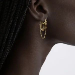 Alternative view of Arracadas "Namibia" en Acero Inoxidable y Chapado en Oro de 18K