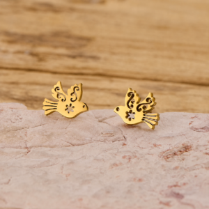 Aretes "Golondrina" en Acero Inoxidable y Chapado en Oro de 18K