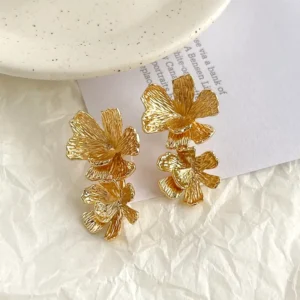Alternative view of Aretes "Impressionist Garden" con Puente de Plata en Acero Inoxidable y Chapado en Oro de 18K