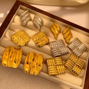 Alternative view of Aretes "Windmill" en Acero Inoxidable Dorado