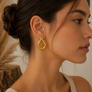 Alternative view of Aretes "Tote" en Acero Inoxidable Dorado