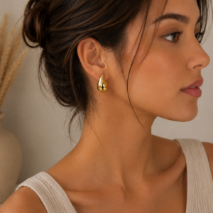Alternative view of Aretes "Gotas" en Acero Inoxidable Dorado