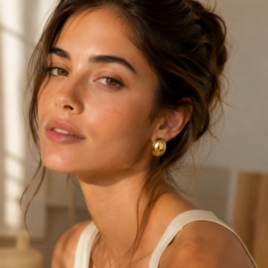 Aretes “Rounded” en Acero Inoxidable Dorado