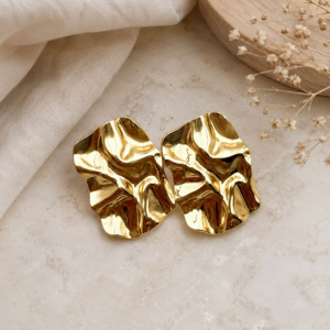 Aretes "Papirus" en Acero Inoxidable Dorable