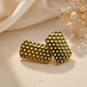 Aretes "Panal" en Acero Inoxidable Dorado