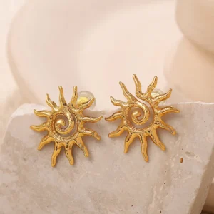 Aretes "Soleil en Acero Inoxidable Dorado