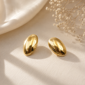 Aretes “Óvalo” en Acero Inoxidable Dorado
