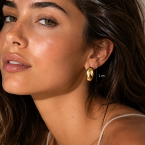 Alternative view of Aretes “Óvalo” en Acero Inoxidable Dorado