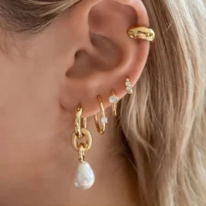 Alternative view of Aretes Ear cuff Gruesos en Acero Inoxidable y Chapado en Oro de 18K (Par)