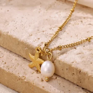 Alternative view of Collar “Sea Treasure” en Acero Inoxidable y Chapado en Oro de 18K