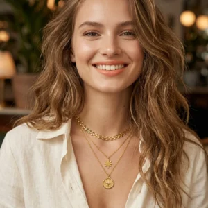 Alternative view of Collar "Ishtar" en Acero Inoxidable y Chapado en Oro de 18K