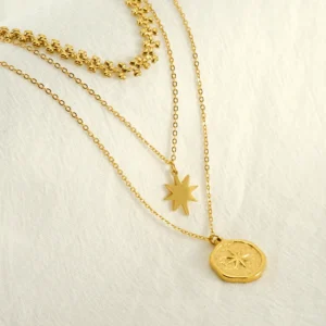 Collar "Ishtar" en Acero Inoxidable y Chapado en Oro de 18K