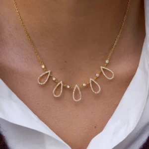 Collar "Gatsby" con Rhinestones en Acero Inoxidable y Chapado en Oro de 18K