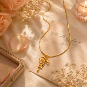Collar "Princess Bow"en Acero Inoxidable Dorado